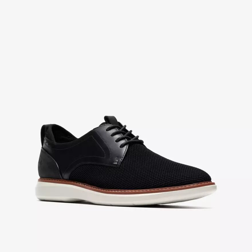 Mens Brantin Plain Black Knit Oxford Shoe Mens Brantin Plain Black Knit Oxford Shoe