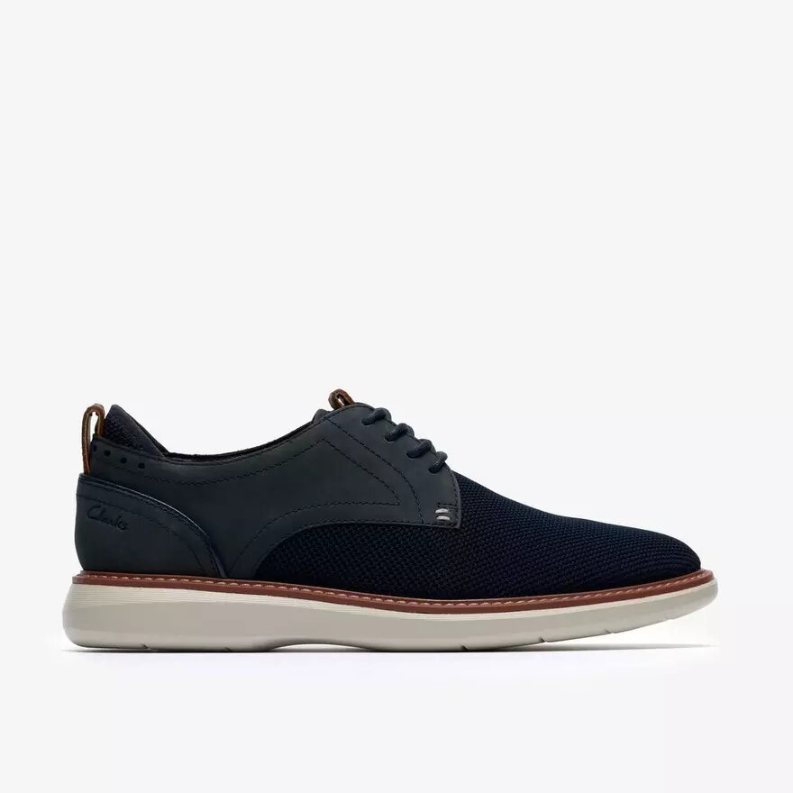 Mens Brantin Plain Navy Knit Derby Shoe Mens Brantin Plain Navy Knit Derby Shoe