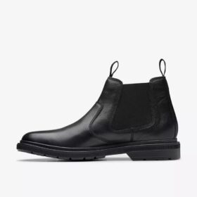 Mens Burchill up Black Leather Chelsea Boots