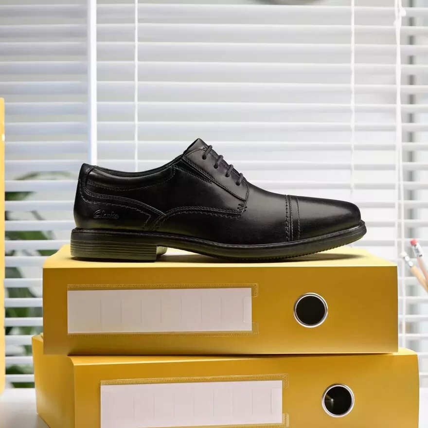 Mens Dresslite Cap Black Leather Oxford Mens Dresslite Cap Black Leather Oxford