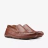 Mens Markman Plain Dark Tan Leather Driving Moc Loafer