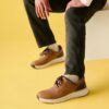 Mens Motion Trek Pt Dark Tan Leather Sneaker