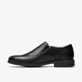 Mens Steadwell Step Black Leather Loafers