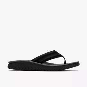 Mens Wesley Surf Black Leather Flip Flop