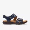 Women’s Kitly Ave Navy Leather Flat Sandals Women’s Kitly Ave Navy Leather Flat Sandals