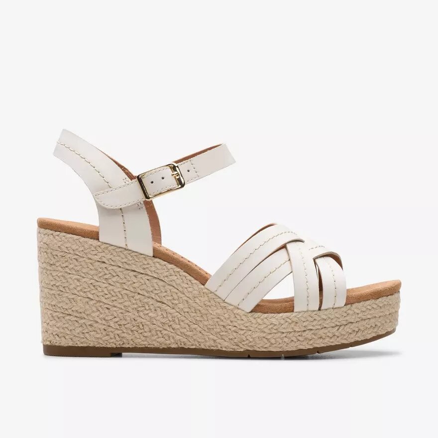 Women’s Sabina Strap Cream Leather Wedges Women’s Sabina Strap Cream Leather Wedges
