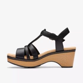 Women’s Seannah Madi Black Leather Wedges