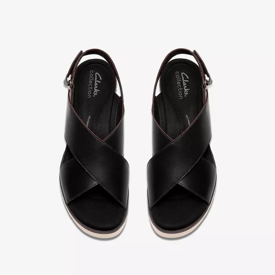 Womens Diaz Cross Black Leather Wedges Womens Diaz Cross Black Leather Wedges