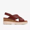 Womens Diaz Cross Burnt Orange Leather Wedges Womens Diaz Cross Burnt Orange Leather Wedges