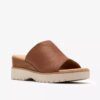Womens Diaz Slide Tan Leather Wedges