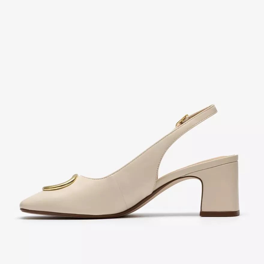 Womens Fernie Sling Cream Leather Court Shoes Womens Fernie Sling Cream Leather Court Shoes