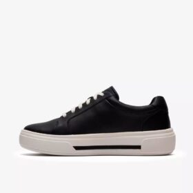 Womens Hollyrose Zip Black Leather Sneakers Womens Hollyrose Zip Black Leather Sneakers