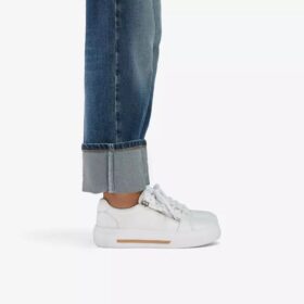 Womens Hollyrose Zip White Leather Sneakers Womens Hollyrose Zip White Leather Sneakers
