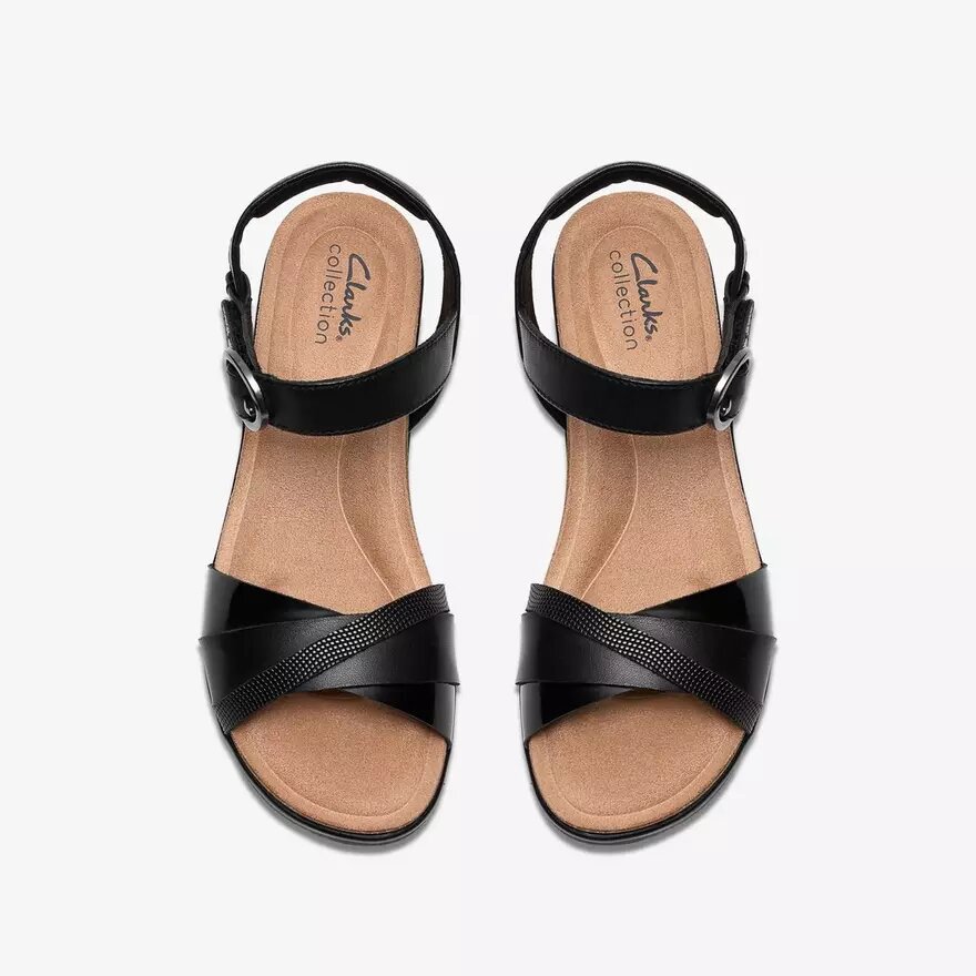 Womens Kacha Twist Black Leather Wedges Womens Kacha Twist Black Leather Wedges