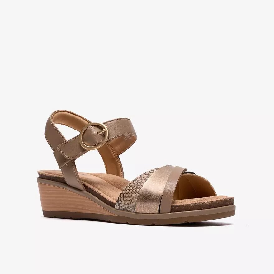 Womens Kacha Twist Taupe Combination Leather Wedges Us Womens Kacha Twist Taupe Combination Leather Wedges Us
