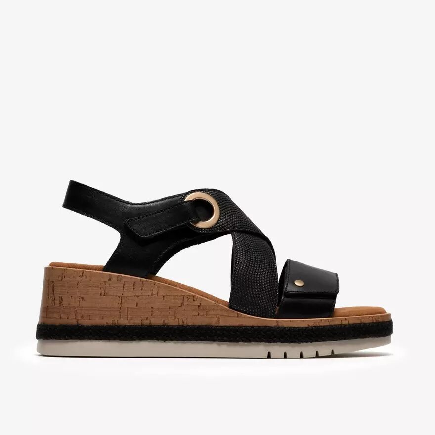 Womens Kidiki Sun Black Combination Wedges Womens Kidiki Sun Black Combination Wedges