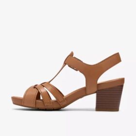 Womens Kymber Glow Tan Leather Heeled Sandals