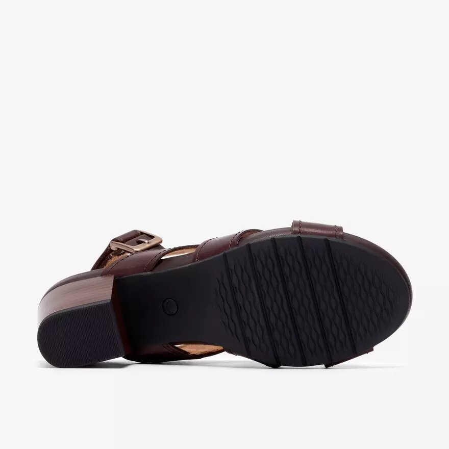 Womens Kymber Shine Dark Brown Leather Heeled Sandals Womens Kymber Shine Dark Brown Leather Heeled Sandals
