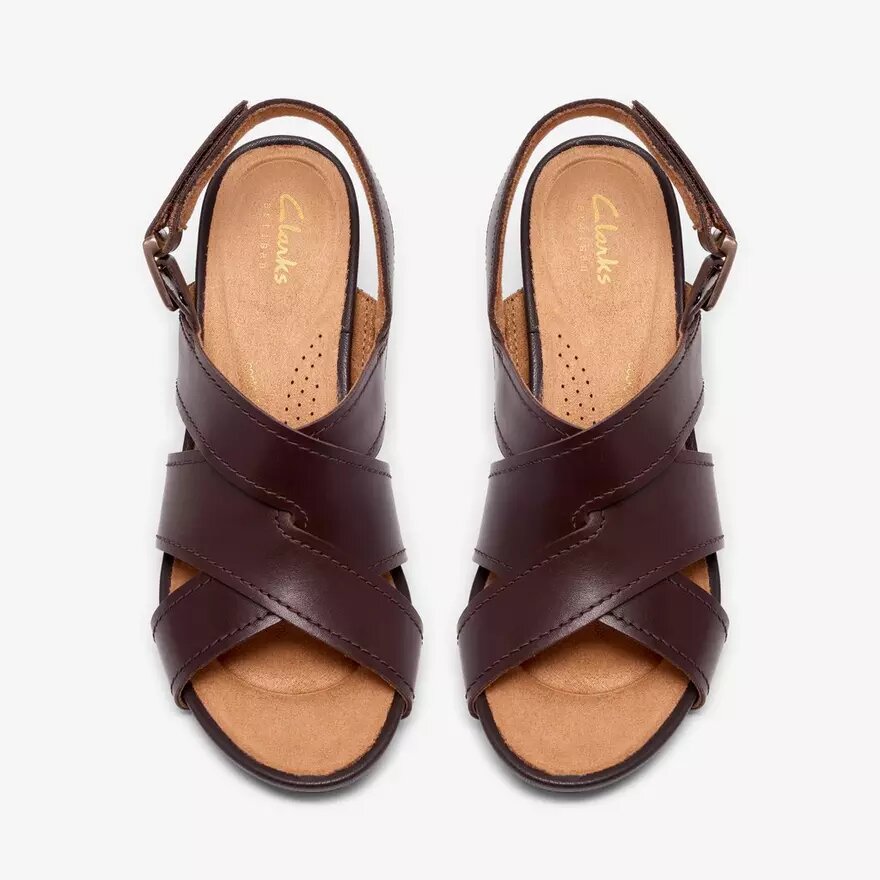 Womens Kymber Shine Dark Brown Leather Heeled Sandals Womens Kymber Shine Dark Brown Leather Heeled Sandals