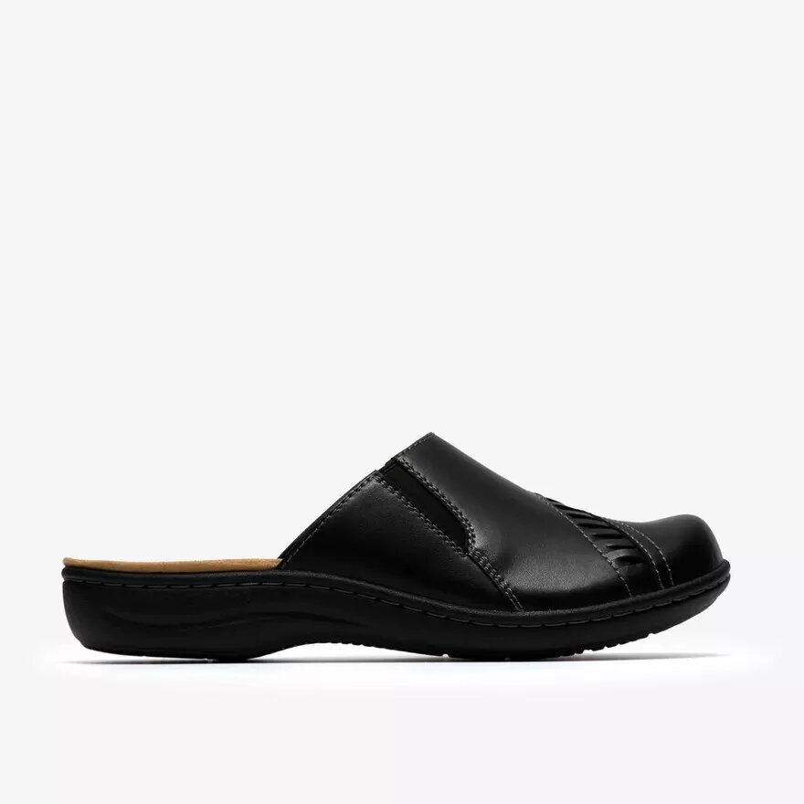 Womens Laurieann Lux Black Leather Clogs & Mules Womens Laurieann Lux Black Leather Clogs & Mules