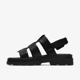 Womens Orinoco3 Strap Black Leather Flat Sandals