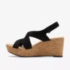Womens Rose Style Black Nubuck Wedges Womens Rose Style Black Nubuck Wedges