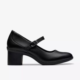 Womens Shaya Jane Black Leather Mary Janes