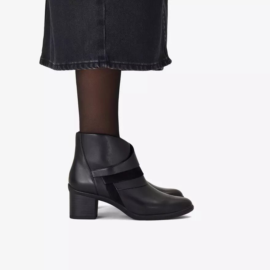 Womens Shaya Sky Black Leather Ankle Boots Womens Shaya Sky Black Leather Ankle Boots